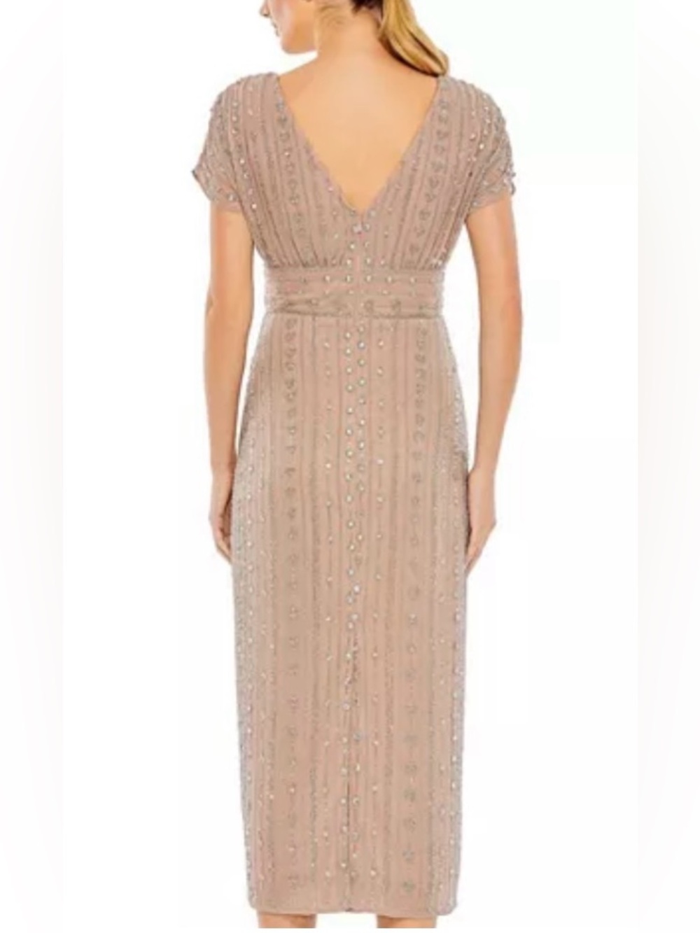 Mac Duggal Blush Beaded Midi Dress - Picture 2 of 4